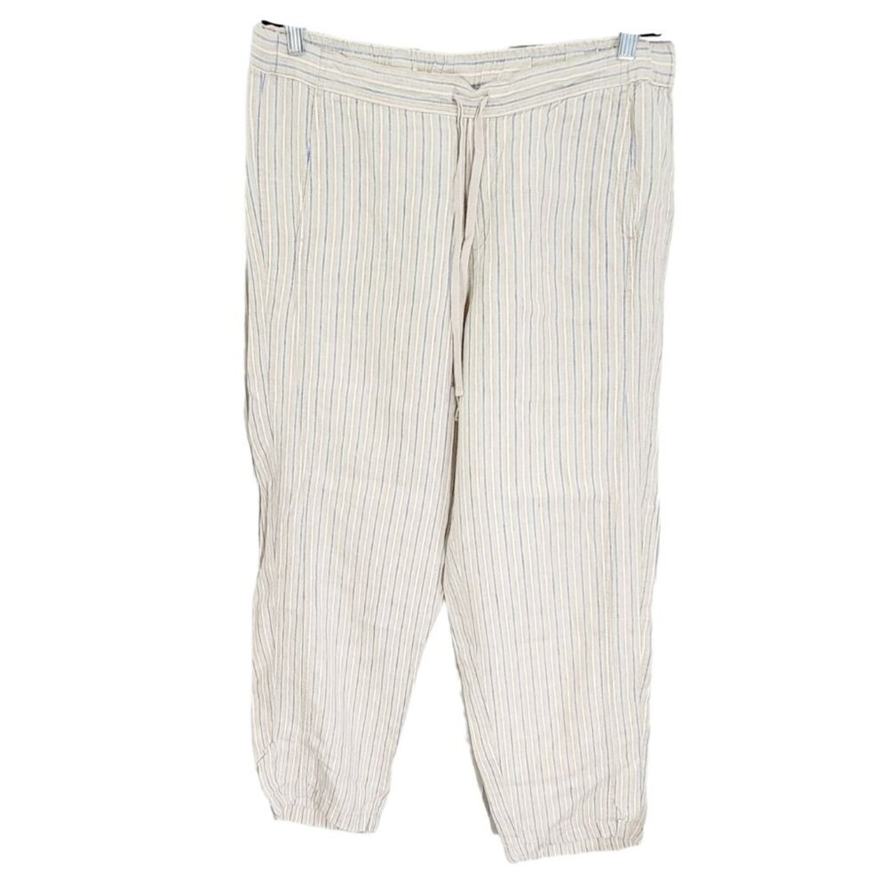 J Jill Love Linen Womens Multicolor Striped‎ Drawstring Waist Linen Pants Size L